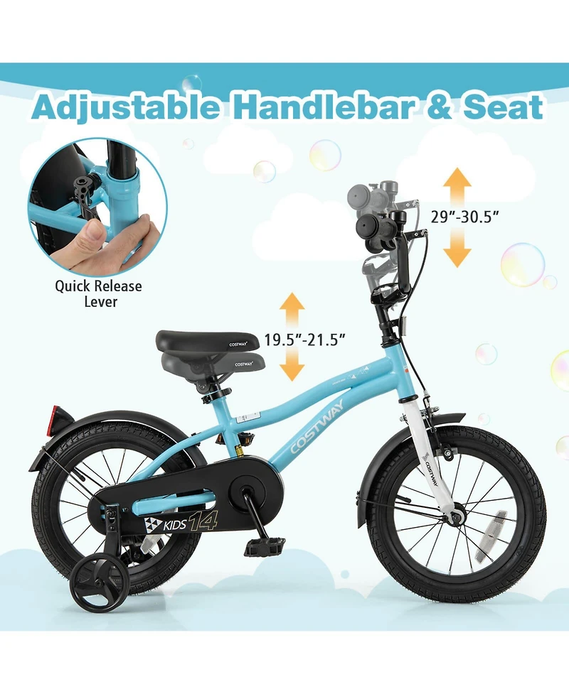 14" Kids Bike for 3-5 Years Old Boys & Girls with Adjustable Seat Handbrake Reflectors