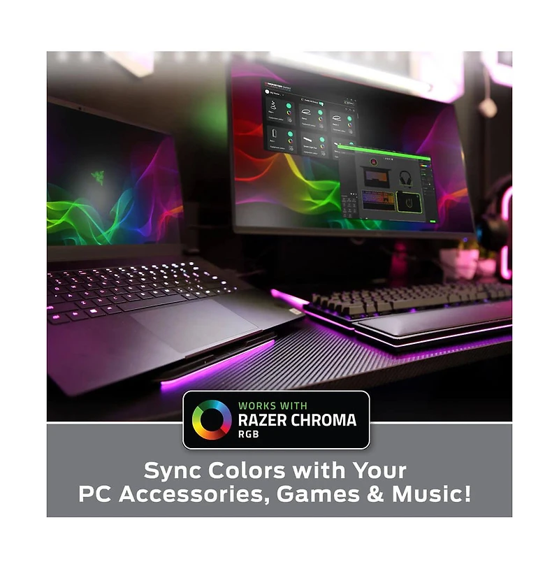 Monster 10 Ft. Sound Reactive Color Flow Indoor Led Light Strip with Razer Chroma Smart Sync