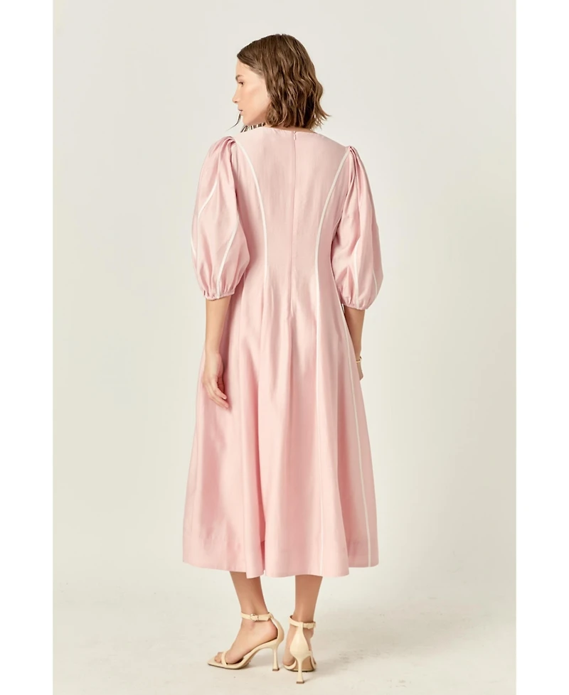 English Factory Women's Contrast Binding Midi Dress