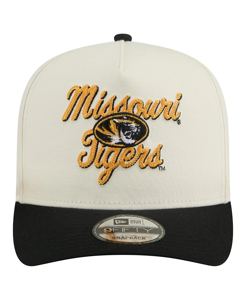New Era Men's Cream/Black Missouri Tigers Vintage Chainstitch 9FIFTY A-Frame Snapback Hat