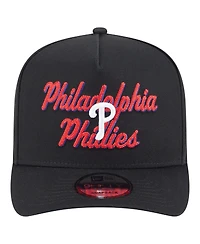New Era Men's Black Philadelphia Phillies Chainstitch 9FIFTY A-Frame Snapback Hat