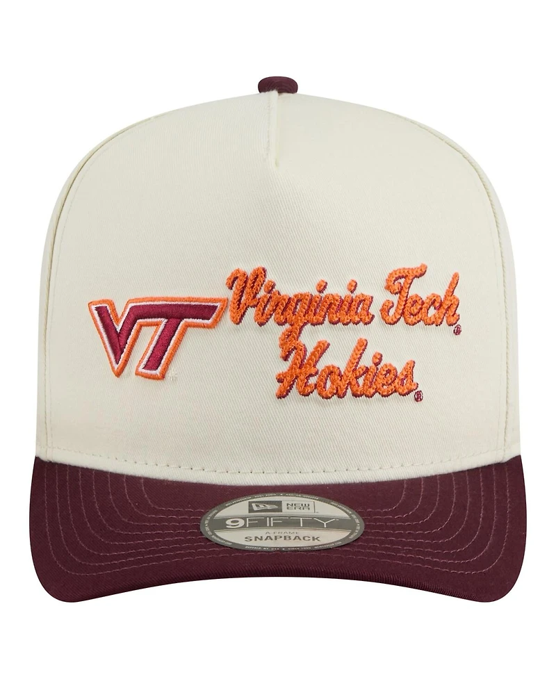 New Era Men's Cream/Maroon Virginia Tech Hokies Vintage Chainstitch 9FIFTY A-Frame Snapback Hat