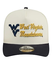 New Era Men's Cream/Navy West Virginia Mountaineers Vintage Chainstitch 9FIFTY A-Frame Snapback Hat