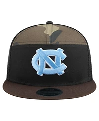 New Era Men's Black/Camo North Carolina Tar Heels Outdoor Wide Panel 9FIFTY Snapback Trucker Hat