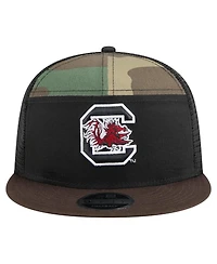 New Era Men's Camo/Black South Carolina Gamecocks Outdoor Wide Panel 9FIFTY Snapback Trucker Hat