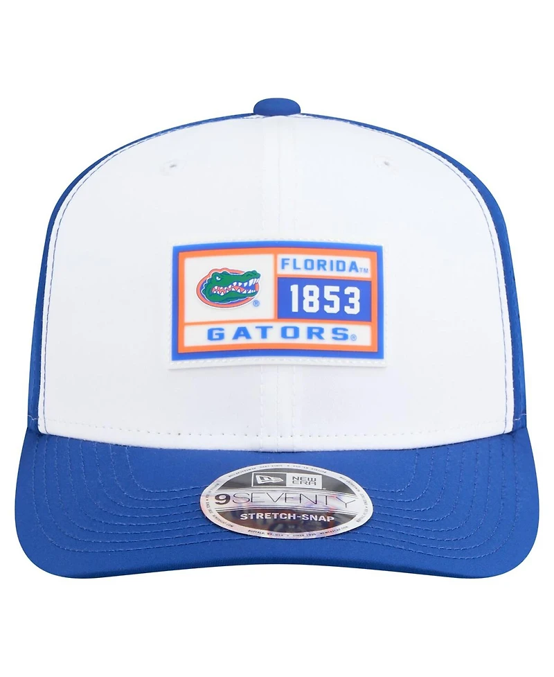 New Era Men's White/Royal Florida Gators Perforated Patched 9SEVENTY Adjustable Hat