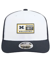 New Era Men's White/Navy Michigan Wolverines Perforated Patched 9SEVENTY Adjustable Hat