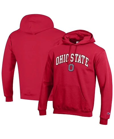 Champion Men's Scarlet Ohio State Buckeyes Arched Logo Fleece Pullover Hoodie