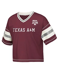 Outerstuff Big Girls Maroon Texas A&M Aggies Grid Iron V-Neck T-Shirt
