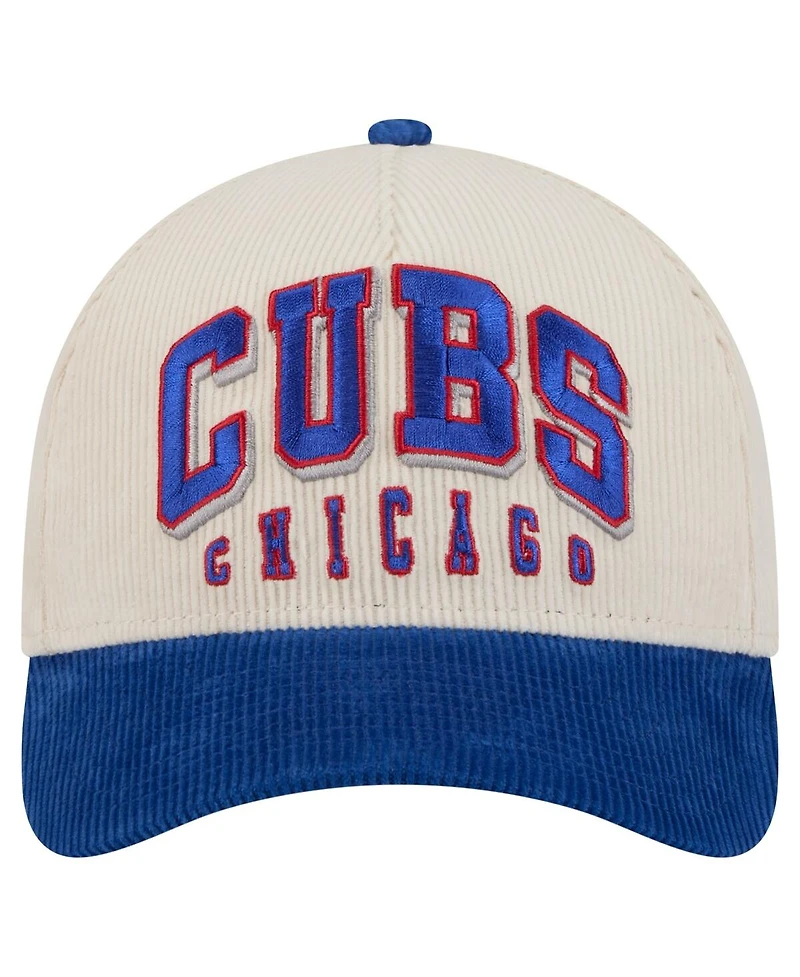 New Era Men's Cream/Royal Chicago Cubs Sided Corduroy 9FORTY A-Frame Adjustable Hat