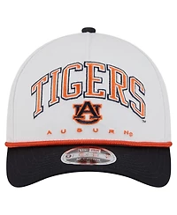 New Era Men's White/Navy Auburn Tigers Arch Two-Tone Rope 9FORTY A-Frame M-Crown Adjustable Hat