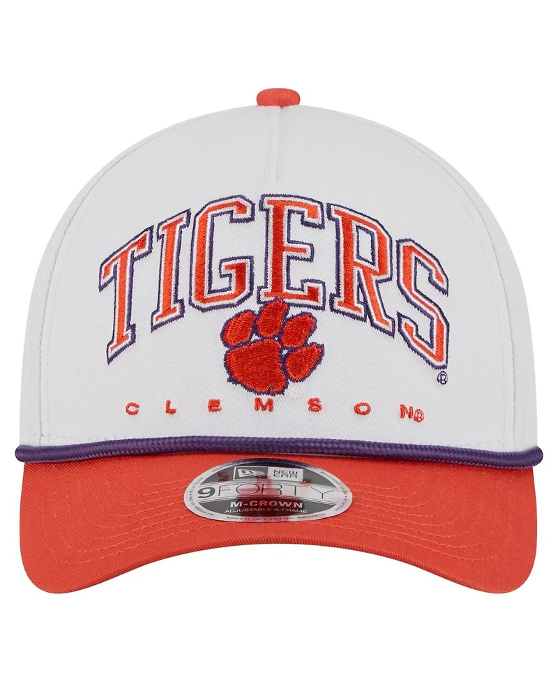 New Era Men's White/Orange Clemson Tigers Arch Two-Tone Rope 9FORTY A-Frame M-Crown Adjustable Hat