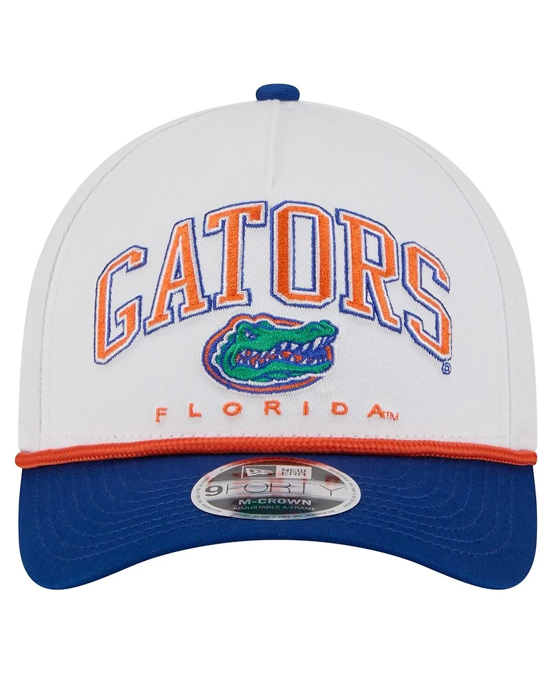 New Era Men's White/Royal Florida Gators Arch Two-Tone Rope 9FORTY A-Frame M-Crown Adjustable Hat
