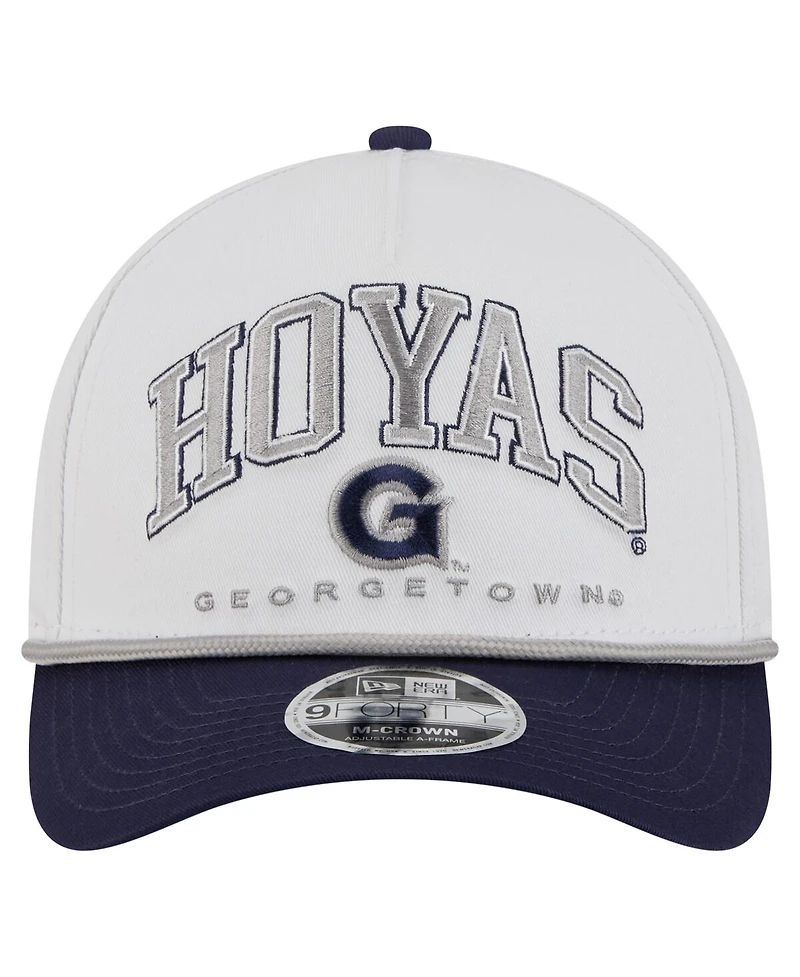 New Era Men's White/Navy Georgetown Hoyas Arch Two-Tone Rope 9FORTY A-Frame M-Crown Adjustable Hat
