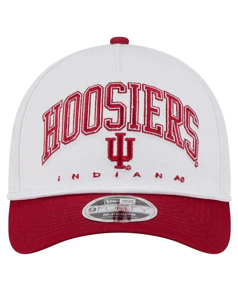 New Era Men's White/Crimson Indiana Hoosiers Arch Two-Tone Rope 9FORTY A-Frame M-Crown Adjustable Hat