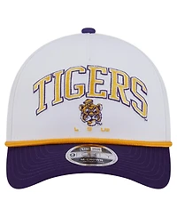 New Era Men's White/Purple Lsu Tigers Arch Two-Tone Rope 9FORTY A-Frame M-Crown Adjustable Hat