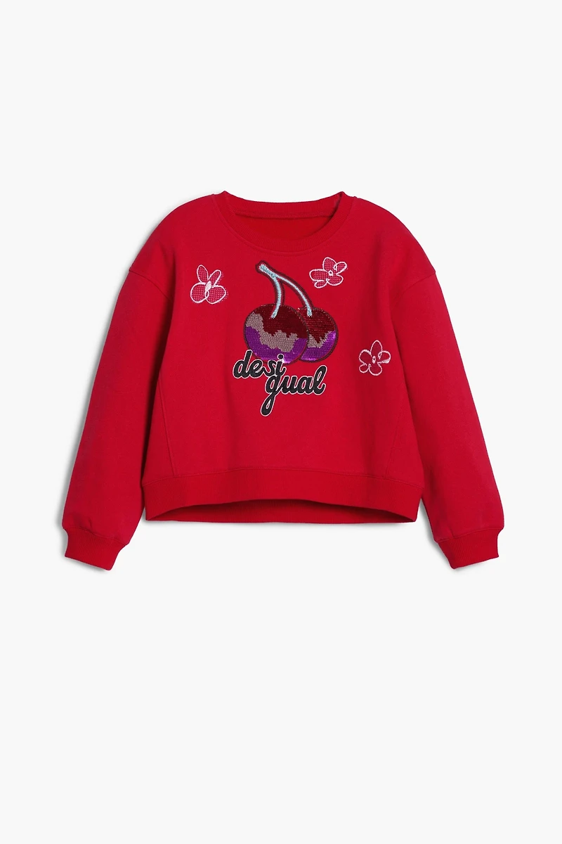 Desigual Girls's Sequin cherry sweatshirt