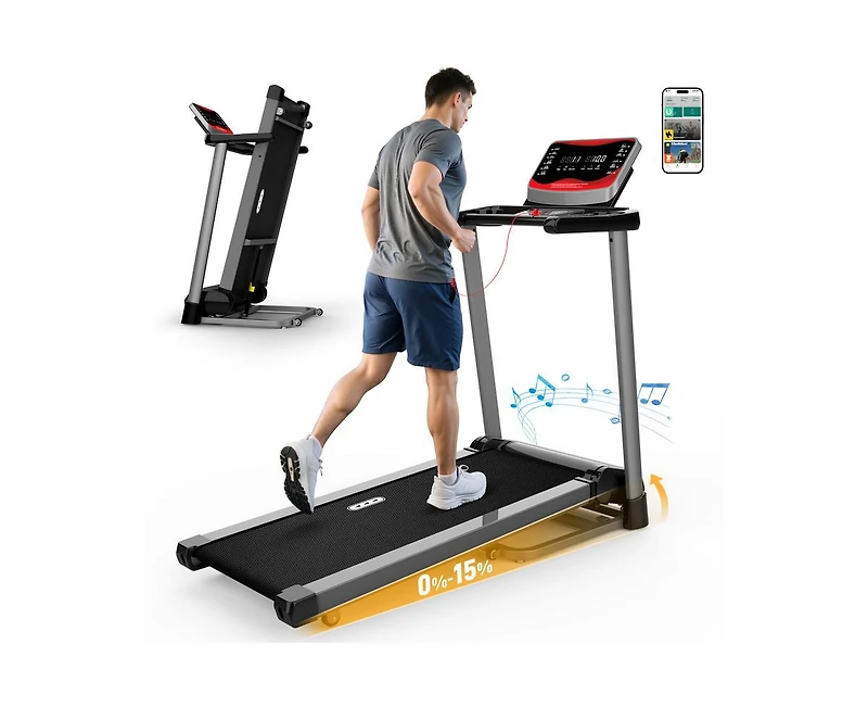 Redliro Folding Treadmill for Home with Incline, 350 lbs Capacity, Running Machine with Bluetooth Speaker