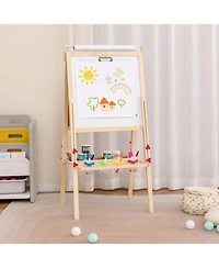 3-in-1 Art Easel for Kids with Magnetic Chalkboard & Whiteboard Paper Roll