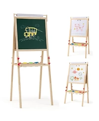 3-in-1 Art Easel for Kids with Magnetic Chalkboard & Whiteboard Paper Roll