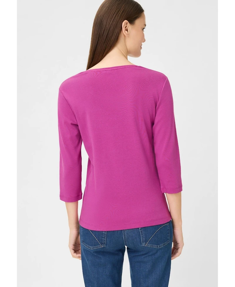 Olsen 100% Cotton Placement Print T-Shirt