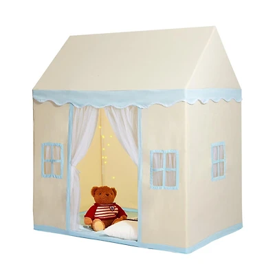 Lycvki Kids Tent with Mat Windows Cozy Beige Fort for Boys and Girls