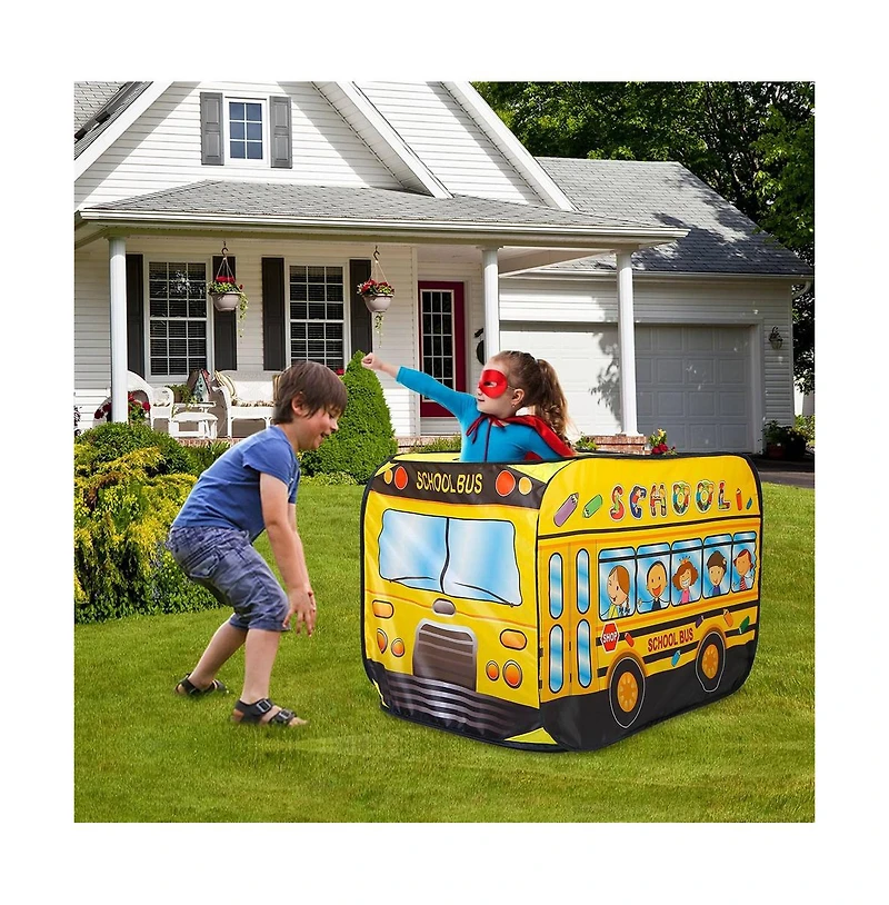 Lycvki Kids Play Tent Foldable Pop Up School Bus Tent Portable Children Baby Play House