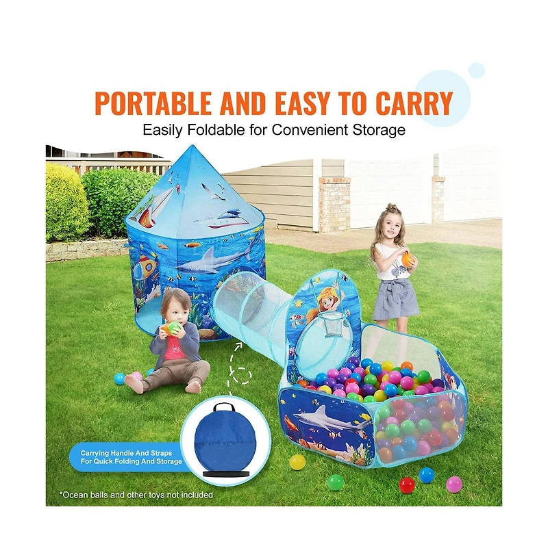 Lycvki Tent with Tunnel and Basketball Hoop for Boys and Girls with Carrying Bag and Banding Straps