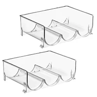 mDesign Plastic Free-Standing Stackable 3 Bottle Storage Rack, 2 Pack, Clear, Usa Made