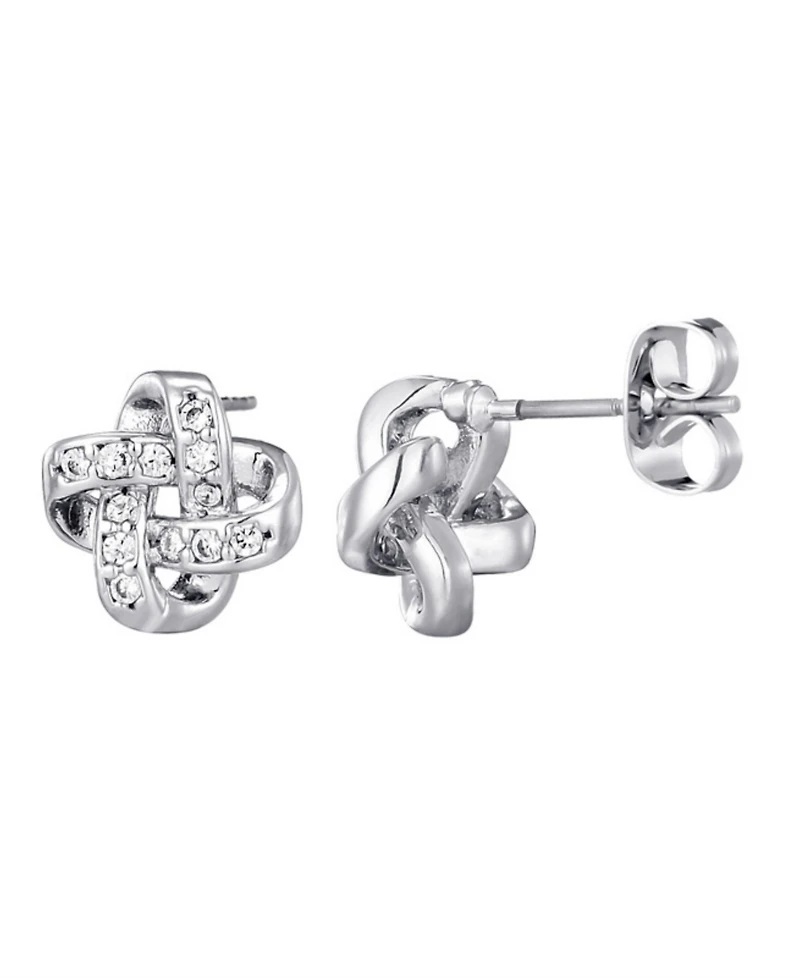 Adornia Silver Cz Knot Twist Stud Earrings