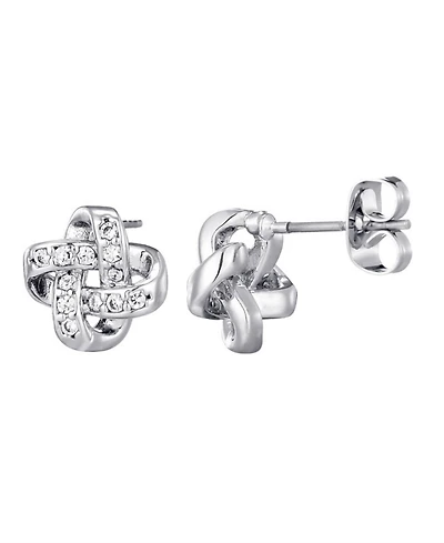 Adornia Silver Cz Knot Twist Stud Earrings