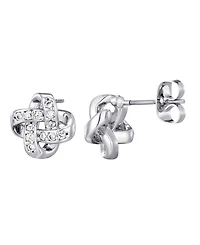 Adornia Silver Cz Knot Twist Stud Earrings