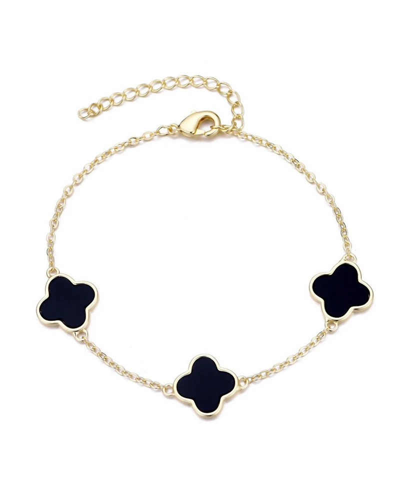 Adornia Gold Black Clover Station Bracelet