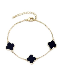 Adornia Gold Black Clover Station Bracelet