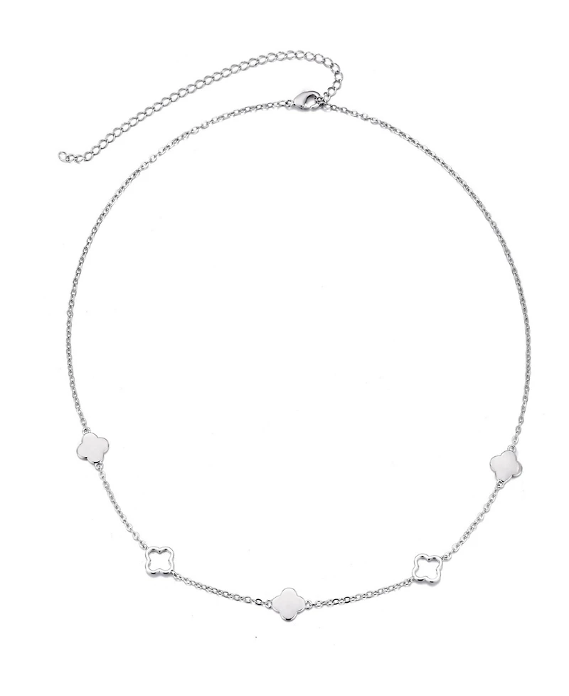 Adornia Silver Clover Station Necklace