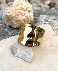 Adornia Gold Tall Hammered Bangle