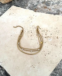 Adornia Tarnish Resistant Gold Crystal Layered 3-Chain Bracelet