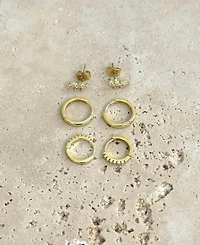 Adornia Gold Huggie and Stud Earrings Set