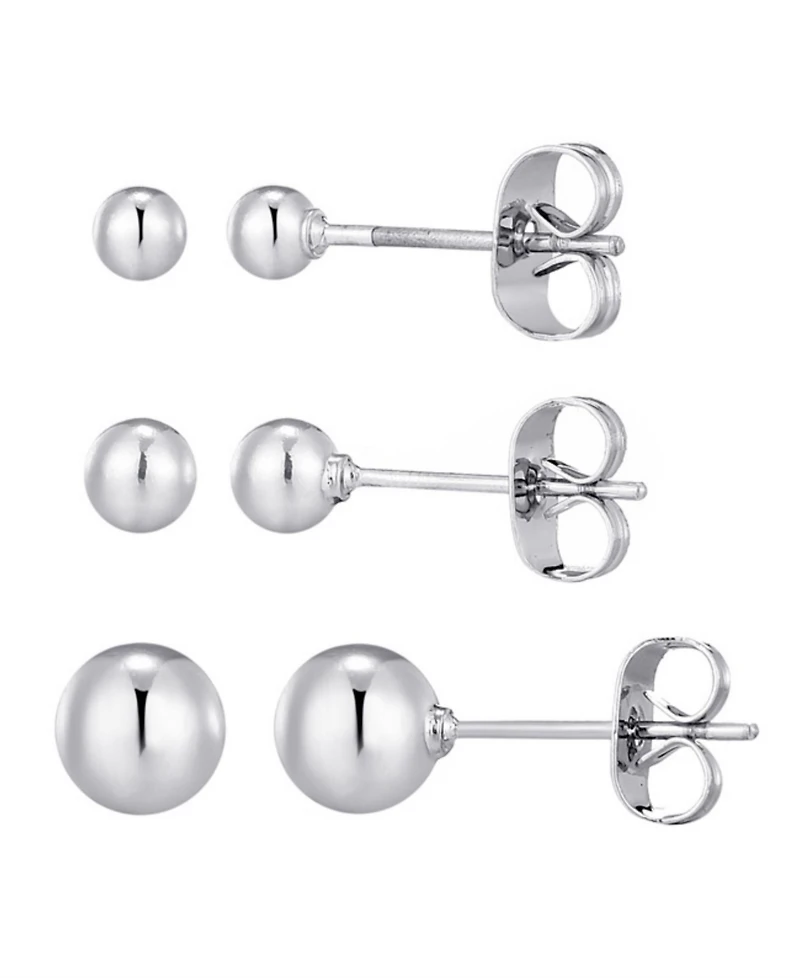 Adornia Tarnish Resistant Silver Set of 3 Ball Stud Earrings