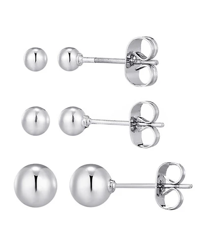 Adornia Tarnish Resistant Silver Set of 3 Ball Stud Earrings