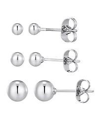 Adornia Tarnish Resistant Silver Set of 3 Ball Stud Earrings