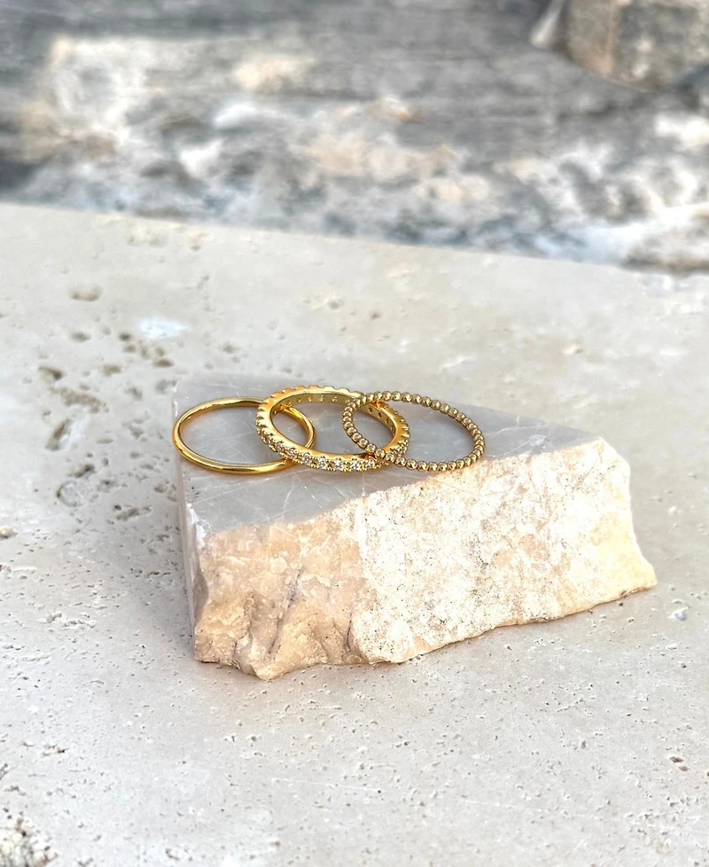Adornia Gold Cz 3-Band Eternity Band Set