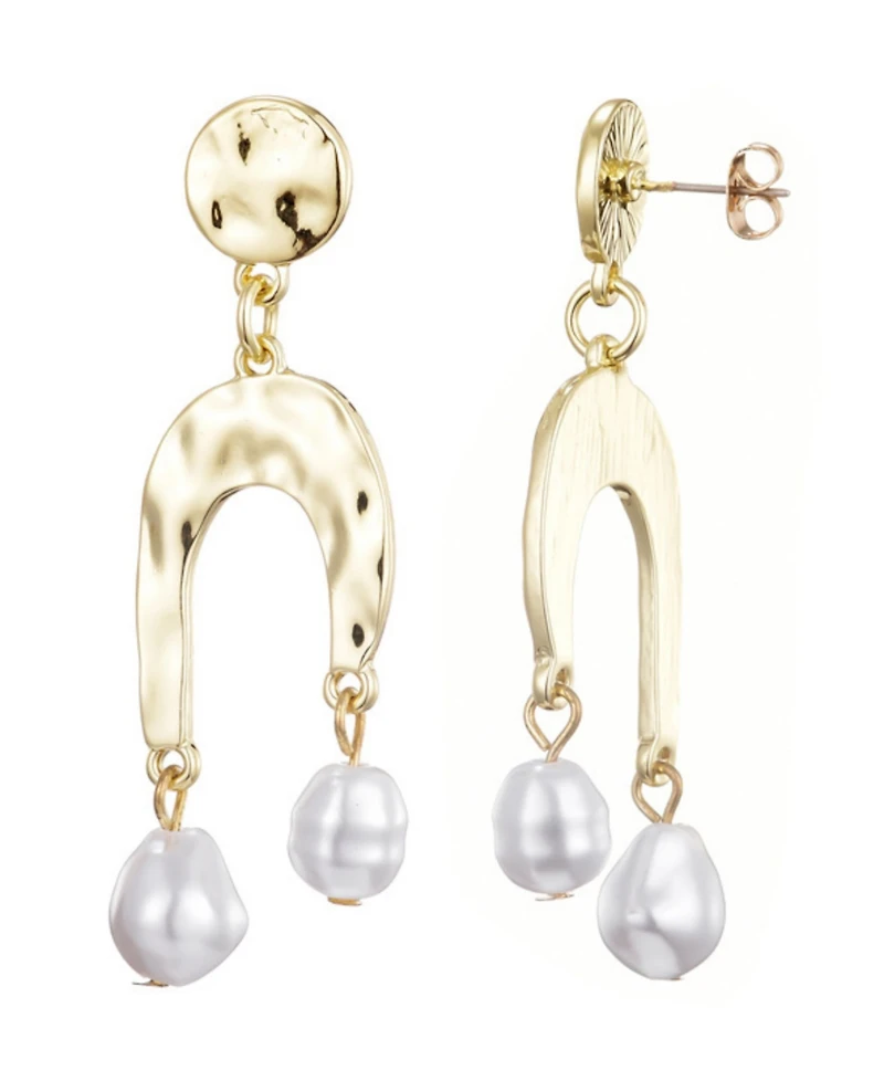 Adornia Gold Faux Pearl Statement Earrings