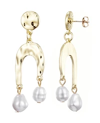 Adornia Gold Faux Pearl Statement Earrings
