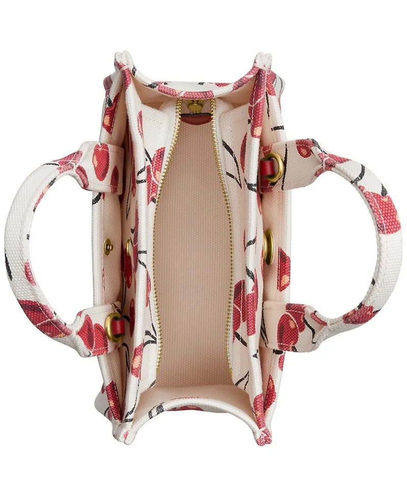 Coach Boxed Small Cherry Printed Canvas Cargo Tote Bag