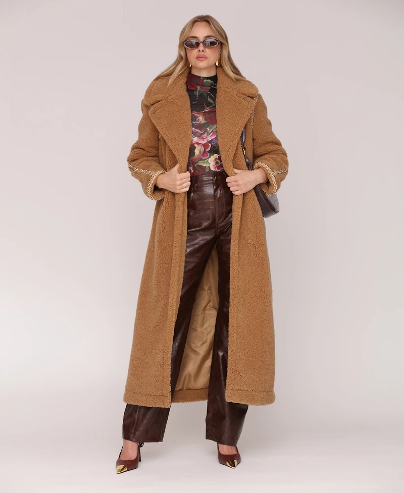 Avec Les Filles Women's Long Sleeve Oversized Belted Coat