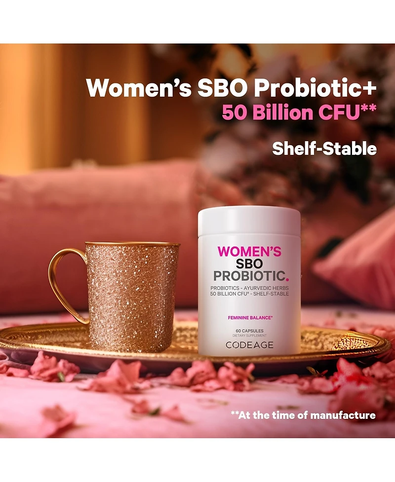 Codeage Women's Probiotics Supplement - 50 Billion CFUs - Sbo Probiotics & Prebiotics - Cranberries - Feminine Health