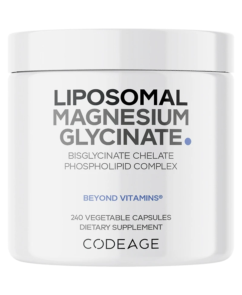 Codeage Liposomal Magnesium Glycinate Supplement, 2-Month Supply, Bisglycinate Magnesium Chelate, Chelated Magnesium Mineral Pills, BioPerine Black Pe