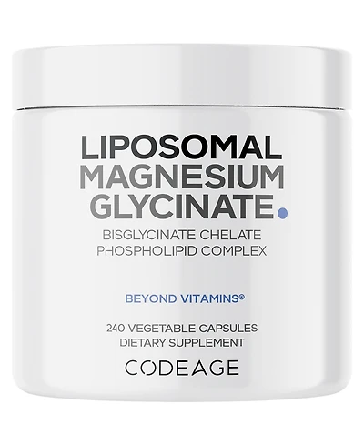 Codeage Liposomal Magnesium Glycinate Supplement, 2-Month Supply, Bisglycinate Magnesium Chelate, Chelated Magnesium Mineral Pills, BioPerine Black Pe