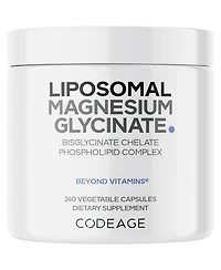 Codeage Liposomal Magnesium Glycinate Supplement, 2-Month Supply, Bisglycinate Magnesium Chelate, Chelated Magnesium Mineral Pills, BioPerine Black Pe